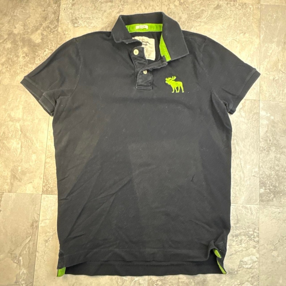 Vintage Black and Green Abercrombie & Fitch Polo Shirt XL